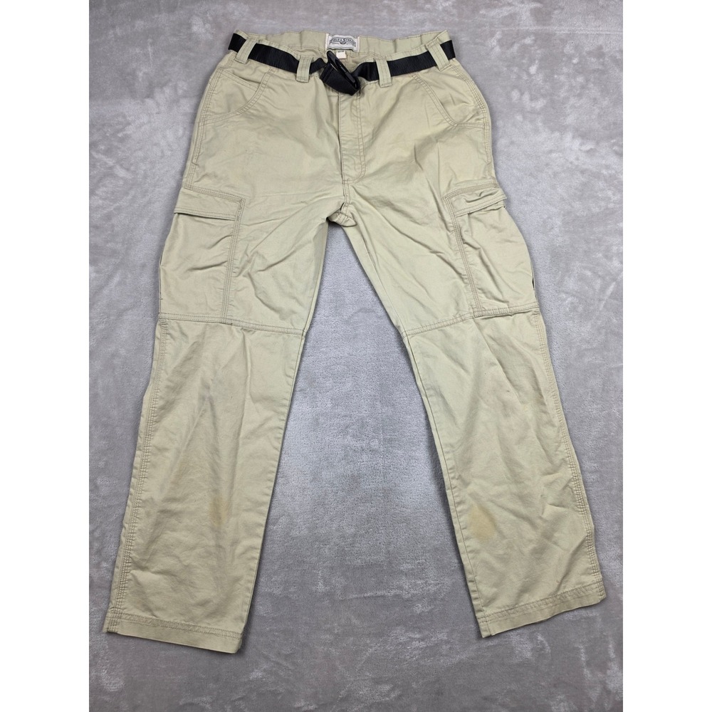 Field & Stream Cargo Pants Mens 32x30 Khaki Tan Belted Ripstop *Stained